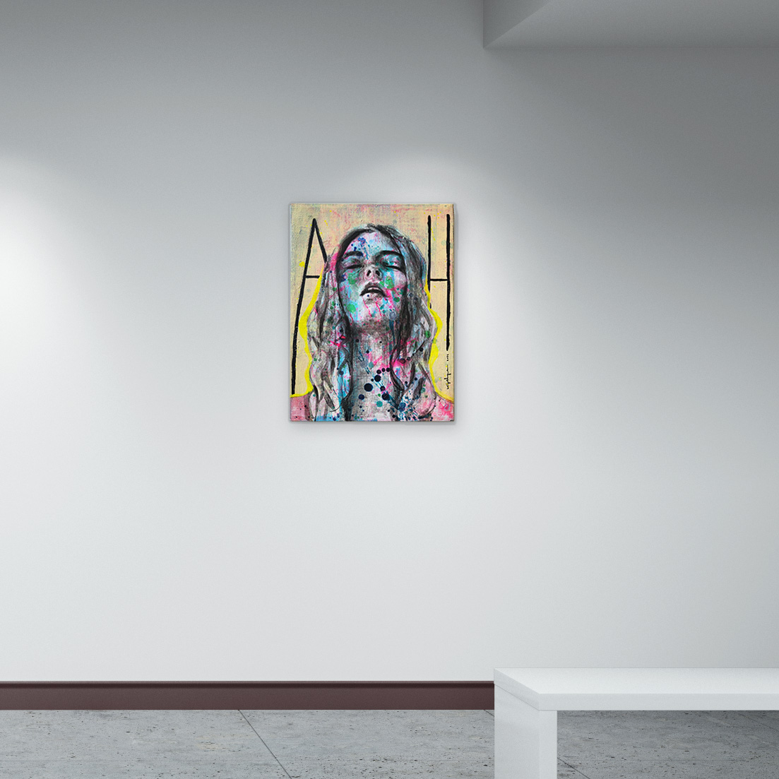 The painting 'Aaaah' in the gallery
